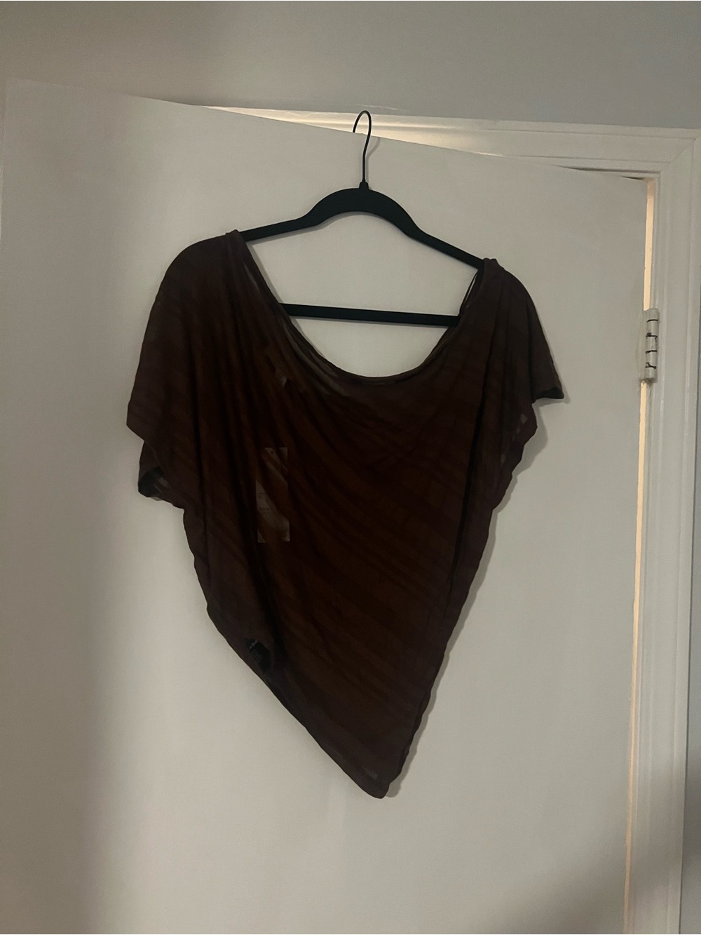 Urban Outfitters Brown Sheer Off the Shoulder Asymmetric Crop Top